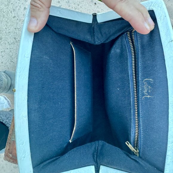 Vintage CORONET Ostrich Satchel - White/Black Handle - Excellent Condition - Picture 5 of 6